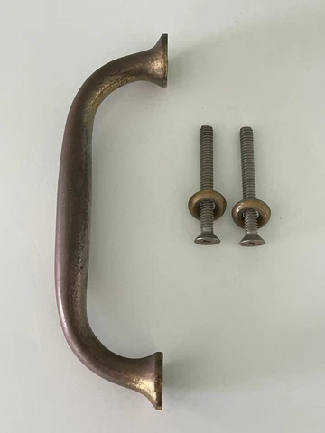 Vintage Solid Brass Large Handle/Pull With Brass Mounting Screws Cover