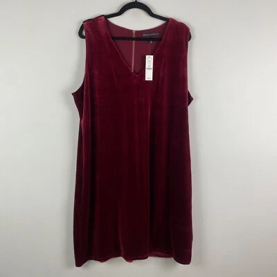 Vestido recto de terciopelo sin mangas White House Black Market talla 20W rojo cuello en V tejido Foto 1 de 4