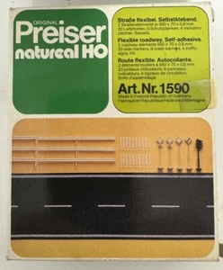 Carretera flexible Preiser H0 1590, señales de tráfico, barandillas/poste - nueva en caja - Imagen 1 de 7