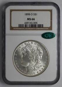 1898 O Morgan Silver Dollar NGC MS 66 CAC - Picture 1 of 5