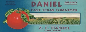 LITOGRAFÍA ORIGINAL DE COLECCIÓN DE 1930 ""MARCA DANIAL"" GARY TEXAS CAJA DE TOMATE ETIQUETA ARTE  - Imagen 1 de 2