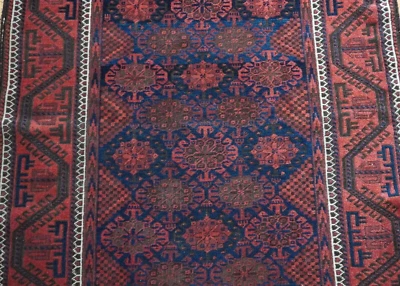 Fenomenal Alfombra Antigua Tribal Azul Baluchh Anudada a Mano Lana Rara 3'6" x 6' Foto 1 de 4