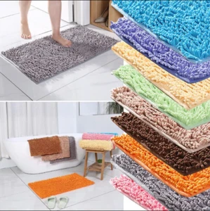 Non-Slip Absorbent Bath Shower Mat Rug, Super Soft Chenille, Machine Washable - Picture 1 of 144