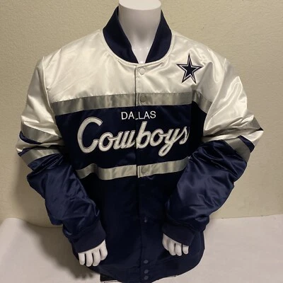 Chaqueta Dallas Cowboys Throwback Mitchell & Ness Azul Marino Blanco Abotonada Para Hombre’s 2XL Foto 1 de 4