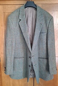 Mens Kenneth Mackenzie Harris Tweed Jacket UK 50R Green Herringbone Blazer - Picture 1 of 15