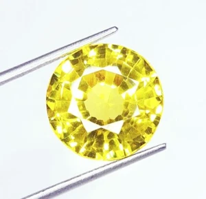 Piedra preciosa suelta de zafiro amarillo natural de 19 quilates redonda certificada por Ceilán W26 - Imagen 1 de 13