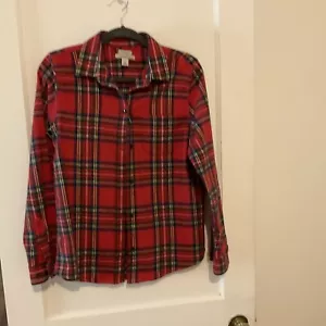 CAMISA DE FRANELA A CUADROS ROJA CALCE RELAJADO PARA MUJER L BEANN TALLA PEQUEÑA NUEVA SIN ETIQUETAS - Imagen 1 de 9