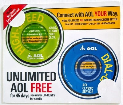 RARE Blue & Green Mini ROMs America Online Collectible / Install Discs, AOL CDs - Image 1 of 2