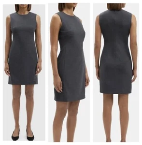 Theory Damen anthrazit meliert Schneider Wolle Stretch ärmelloses Kleid 10 $ 245 Neu mit Etikett - Bild 1 von 14