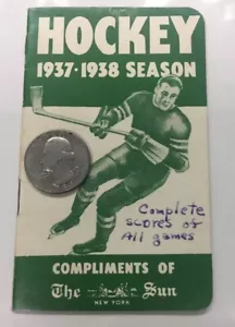 1937-38 New York Sun Original NHL Hockey Schedule Scorecard Rangers Rovers - Picture 1 of 9