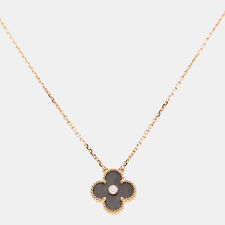 Van Cleef & Arpels Vintage Alhambra Obsidian 18k Rose Gold Necklace