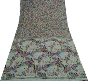 Sushila Vintage Multi-Color Scrap Saree 100% Pure Georgette Printed Sari Fabric - Picture 1 of 11