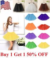 Adult Toddler Kid Solid Color Tutu Skirt Ballet Dress Girls 3 Layer Petticoat