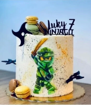 MARKENLOS Ninjago Tortenaufleger Set Tortenbild Esspapier Tortendeko Opt. Tortenstecker