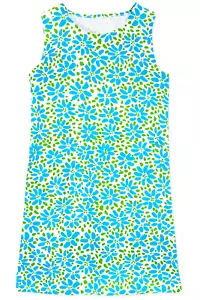 Women's Dress - Blue Green Printed Dress - Mini Dress - Medium - Jersey Cotton - Picture 1 of 3