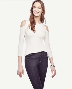 Ann Taylor - GROß Winter weiß Seide Baumwolle Schulterfrei Pullover $ 69,50 (18) - Bild 1 von 2