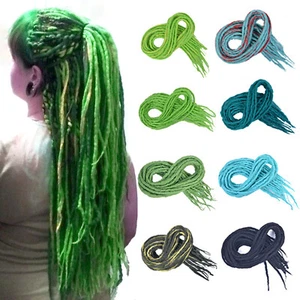 22" Handmade Wool Dreadlocks Double Ended Dreads Extension Green Wool Dreads Loc - Picture 1 of 45