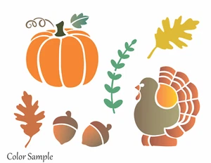 Fall Elements STENCIL Pumpkin Turkey Acorn Leaf Willow Branch Vine DIY Art Signs - Picture 1 of 9