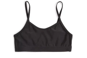 ID Ideology Solid Bikini Top Girls' S Deep Black V-Neck Elastic Band Fixed Strap - Picture 1 of 12