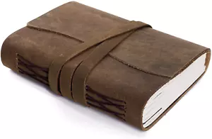 Handmade Leather Journal/Writing Notebook Diary/Bound Daily Notepad 240 Pages - Picture 1 of 9