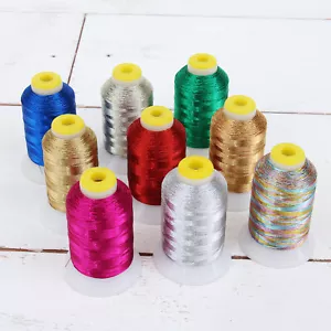 METALLIC EMBROIDERY THREAD - 500M 40WT - FITS BROTHER BERNINA -  25 COLORS - Picture 1 of 31