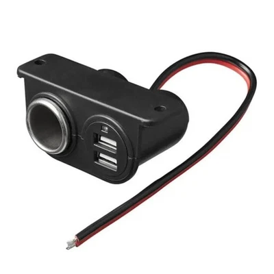 12V/24V Car Cigarette Lighter Socket Splitter Power Adapter Charger 2 USB Port - Image 1 of 4