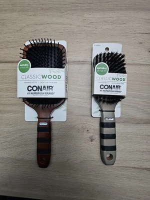Conair #1 Hairbrush Brand 87310HU Classic Wood Paddle Detangle &Style & 87300HU - Image 1 of 4