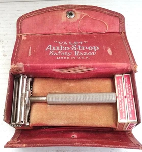 Auto Strop set with red leather box, Razor, 2 blade packs  lacking a strop - Picture 1 of 7