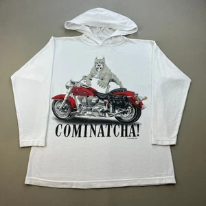 Vintage Tog Dawg T-Shirt Hoodie Youth Large White Cominatcha Biker Motorcycle - Picture 1 of 10
