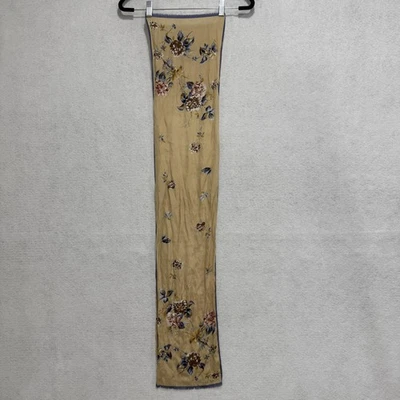 Oscar De La Renta Floral Scarf Womens Tan Long Oblong Wrap Neck Accessory - Image 1 of 4