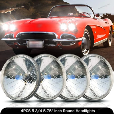 Faros de haz alto/bajo 4 piezas DOT 5 3/4" 5,75" pulgadas para Chevrolet Corvette C1 C2 C3 Foto 1 de 4