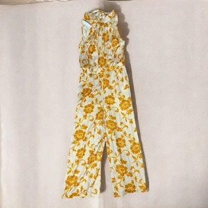 NEW Ann Taylor Satin Gold Floral Jumpsuit Halter Neck size 0 - Picture 1 of 6