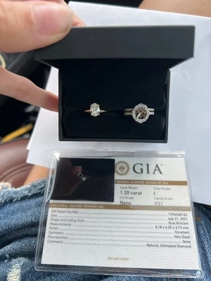 bridal ring set 1.2 ct GIA certified natural diamond with transferable warranty! - Image 1 of 4