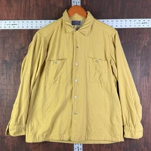 Pendleton Shirt Plaid 100% Virgin Wool Pocket Flannel Vintage Yellow Men’s Large - Picture 1 of 11