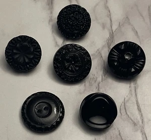 Vintage Czech Black Glass Buttons Button Lot 138-18 - Picture 1 of 11