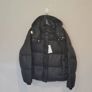 Coach Down Puffer Jacket Coat Hooded Black Women Size L - Picture 1 of 10