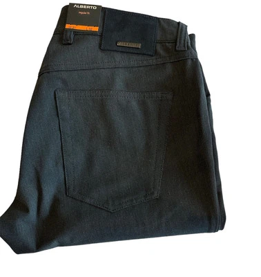 Pantalones Alberto de cinco bolsillos para hombre - Pipa - 1238-999 - Punto de alfiler negro Nuevo con etiquetas Foto 1 de 2