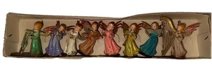 Christmas Angels, Musical Instruments, 8 Mini Plastic, Vintage Hong Kong, Box - Picture 1 of 4