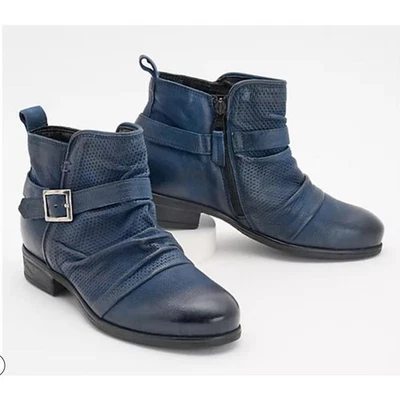 Ботинки MIZ MOOZ Suzy Slouchy с рюшами на лодыжке с пряжкой на молнии синие сапфировые 38 размер 7,5-8 - Изображение 1 из 4