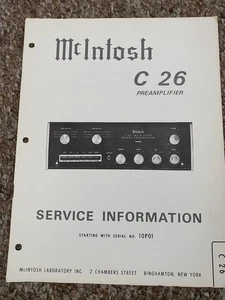 Vintage Mcintosh C26 Preamp Service Manual Information Original - Bild 1 von 1