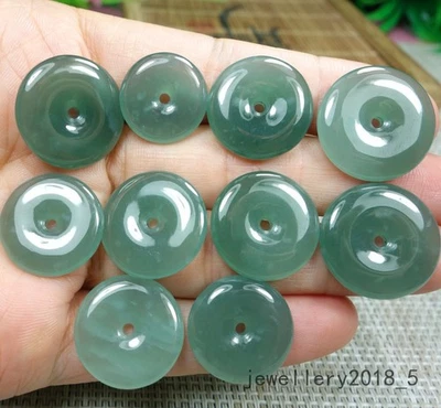 Оптовая продажа 10 шт. маленький сертифицированный ледяной зеленый 100% натуральный нефритовый кулон ~平安扣 - Изображение 1 из 4