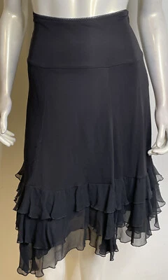 Alberto Makali Black Ruffle Hem Skirt 8 NWT Knit A Line - Image 1 of 4