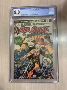 MARVEL FEATURE PRESENTS RED SONJA 1 CGC 8.0 VF 1975 IST ISSUE RED SONJA SOLO - Picture 1 of 2