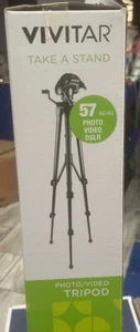 Vivitar 57 Inches Photo Video Tripod - Black.NWT, 21” Folded Length, 6 Lbs Load - Picture 1 of 1