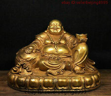 Collect Folk Old China Tibet Buddhism Temple Bronze Gilt Maitreya Buddha Statue