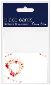 Pack Of 10 White Place Cards - Floral Heart, Doves & Bunting - Any Occasion - Picture 1 of 1