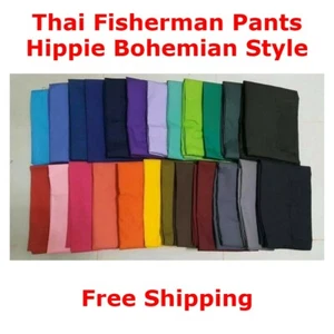 Thai YOGA Fisherman Trousers Workout Baggy Pants Hippie Boho Men & Women Unisex - Picture 1 of 35