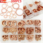 300pcs Assorted Solid Copper Car Engine Washers Crush Seal Flat Ring Gasket Set