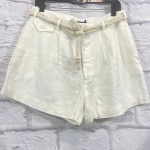 Polo Ralph Lauren Shorts Womens 8 White 100% Linen Slash Pocket Pleated New $145 - Picture 1 of 13