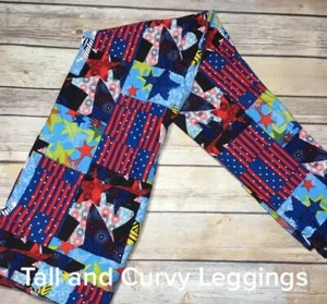 LuLaRoe Leggings TC Americana 4th of July Stars Stripes Flag NWT - Picture 1 of 3